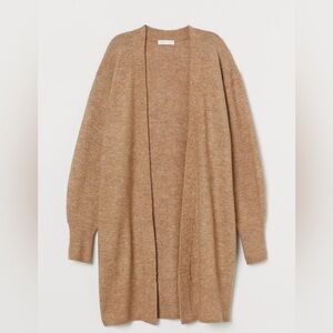 H &M Long Cardigan Beige Melange L